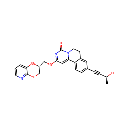 C[C@H](O)C#Cc1ccc2c(c1)CCn1c-2cc(OC[C@@H]2COc3ncccc3O2)nc1=O ZINC000220096763