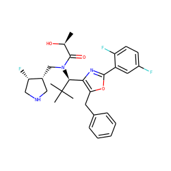 C[C@H](O)C(=O)N(C[C@@H]1CNC[C@@H]1F)[C@@H](c1nc(-c2cc(F)ccc2F)oc1Cc1ccccc1)C(C)(C)C ZINC000169702688