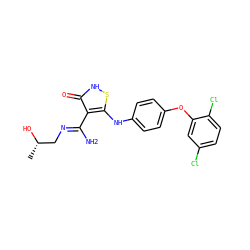 C[C@H](O)C/N=C(\N)c1c(Nc2ccc(Oc3cc(Cl)ccc3Cl)cc2)s[nH]c1=O ZINC000034802805