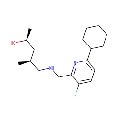 C[C@H](O)C[C@H](C)CNCc1nc(C2CCCCC2)ccc1F ZINC000261088829