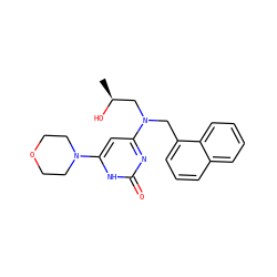 C[C@H](O)CN(Cc1cccc2ccccc12)c1cc(N2CCOCC2)[nH]c(=O)n1 ZINC000095552506