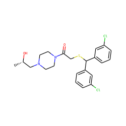 C[C@H](O)CN1CCN(C(=O)CSC(c2cccc(Cl)c2)c2cccc(Cl)c2)CC1 ZINC001772585604