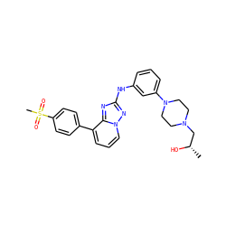 C[C@H](O)CN1CCN(c2cccc(Nc3nc4c(-c5ccc(S(C)(=O)=O)cc5)cccn4n3)c2)CC1 ZINC000068247675