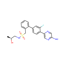 C[C@H](O)CNS(=O)(=O)Cc1ccccc1-c1ccc(-c2cnc(N)cn2)c(F)c1 ZINC000224712532