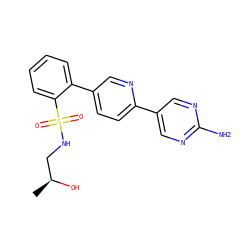 C[C@H](O)CNS(=O)(=O)c1ccccc1-c1ccc(-c2cnc(N)nc2)nc1 ZINC000224837046