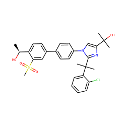 C[C@H](O)c1ccc(-c2ccc(-n3cc(C(C)(C)O)nc3C(C)(C)c3ccccc3Cl)cc2)cc1S(C)(=O)=O ZINC001772639140