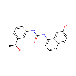 C[C@H](O)c1cccc(NC(=O)Nc2cccc3ccc(O)cc23)c1 ZINC000071340626