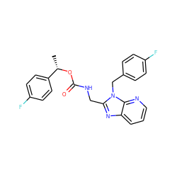 C[C@H](OC(=O)NCc1nc2cccnc2n1Cc1ccc(F)cc1)c1ccc(F)cc1 ZINC001772610266