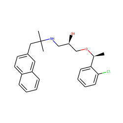 C[C@H](OC[C@H](O)CNC(C)(C)Cc1ccc2ccccc2c1)c1ccccc1Cl ZINC000049037669