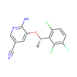 C[C@H](Oc1cc(C#N)cnc1N)c1c(Cl)ccc(F)c1Cl ZINC000072179406
