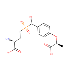 C[C@H](Oc1ccc([C@@H](O)[P@](=O)(O)CC[C@@H](N)C(=O)O)cc1)C(=O)O ZINC000148985808