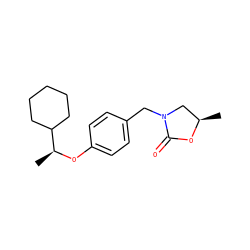 C[C@H](Oc1ccc(CN2C[C@@H](C)OC2=O)cc1)C1CCCCC1 ZINC000040411108