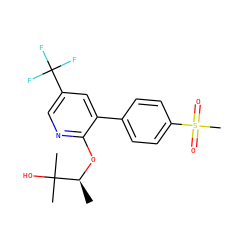 C[C@H](Oc1ncc(C(F)(F)F)cc1-c1ccc(S(C)(=O)=O)cc1)C(C)(C)O ZINC000029409598