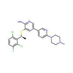 C[C@H](Sc1cc(-c2ccc(N3CCN(C)CC3)nc2)cnc1N)c1c(Cl)ccc(F)c1Cl ZINC000096285947
