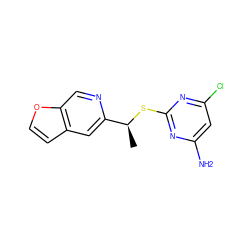 C[C@H](Sc1nc(N)cc(Cl)n1)c1cc2ccoc2cn1 ZINC000000021675