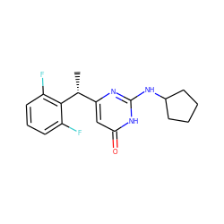 C[C@H](c1cc(=O)[nH]c(NC2CCCC2)n1)c1c(F)cccc1F ZINC000000024488