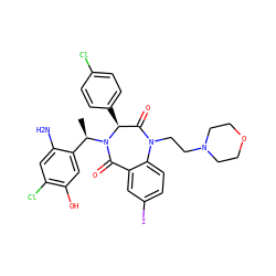 C[C@H](c1cc(O)c(Cl)cc1N)N1C(=O)c2cc(I)ccc2N(CCN2CCOCC2)C(=O)[C@@H]1c1ccc(Cl)cc1 ZINC000038377666