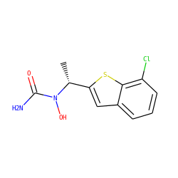 C[C@H](c1cc2cccc(Cl)c2s1)N(O)C(N)=O ZINC000013762735