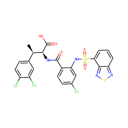 C[C@H](c1ccc(Cl)c(Cl)c1)[C@H](NC(=O)c1ccc(Cl)cc1NS(=O)(=O)c1cccc2nsnc12)C(=O)O ZINC000049679666