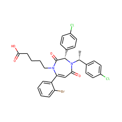 C[C@H](c1ccc(Cl)cc1)N1C(=O)C=C(c2ccccc2Br)N(CCCCC(=O)O)C(=O)[C@@H]1c1ccc(Cl)cc1 ZINC000028343329
