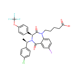 C[C@H](c1ccc(Cl)cc1)N1C(=O)c2cc(I)ccc2N(CCCCC(=O)O)C(=O)[C@@H]1c1ccc(OC(F)(F)F)cc1 ZINC000038377630