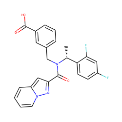 C[C@H](c1ccc(F)cc1F)N(Cc1cccc(C(=O)O)c1)C(=O)c1cc2ccccn2n1 ZINC000149799761