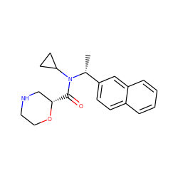 C[C@H](c1ccc2ccccc2c1)N(C(=O)[C@H]1CNCCO1)C1CC1 ZINC000153009534