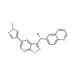 C[C@H](c1ccc2ncccc2c1)c1noc2ncc(-c3cnn(C)c3)cc12 ZINC000139956098