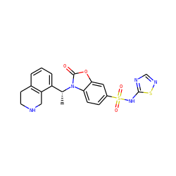 C[C@H](c1cccc2c1CNCC2)n1c(=O)oc2cc(S(=O)(=O)Nc3ncns3)ccc21 ZINC000205459665