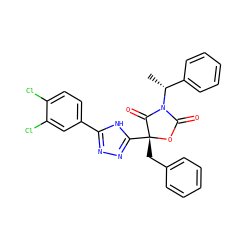 C[C@H](c1ccccc1)N1C(=O)O[C@](Cc2ccccc2)(c2nnc(-c3ccc(Cl)c(Cl)c3)[nH]2)C1=O ZINC000169311890