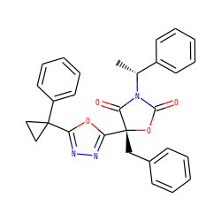 C[C@H](c1ccccc1)N1C(=O)O[C@](Cc2ccccc2)(c2nnc(C3(c4ccccc4)CC3)o2)C1=O ZINC000148024148
