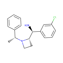 C[C@H](c1ccccc1)N1CC[C@H]1[C@@H](N)c1cccc(Cl)c1 ZINC000022941593
