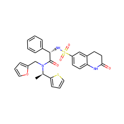 C[C@H](c1cccs1)N(Cc1ccco1)C(=O)[C@@H](NS(=O)(=O)c1ccc2c(c1)CCC(=O)N2)c1ccccc1 ZINC000033356466