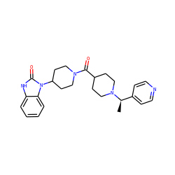 C[C@H](c1ccncc1)N1CCC(C(=O)N2CCC(n3c(=O)[nH]c4ccccc43)CC2)CC1 ZINC000058583624
