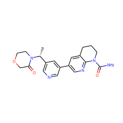 C[C@H](c1cncc(-c2cnc3c(c2)CCCN3C(N)=O)c1)N1CCOCC1=O ZINC001772575915