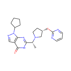 C[C@H](c1nc2c(cnn2C2CCCC2)c(=O)[nH]1)N1CC[C@H](Oc2ncccn2)C1 ZINC001772640188