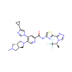 C[C@H](n1cnnc1-c1nc(NC(=O)c2cc(-n3cnc(C4CC4)c3)c(N3C[C@H]4CN(C)C[C@@H]4C3)cn2)cs1)C(F)(F)F ZINC001772613720