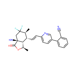 C[C@H]1[C@H](/C=C/c2ccc(-c3ccccc3C#N)cn2)[C@@H]2[C@@H](C)OC(=O)[C@]2(N)CC1(F)F ZINC000204922884