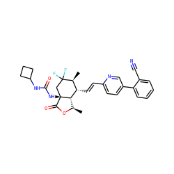 C[C@H]1[C@H](/C=C/c2ccc(-c3ccccc3C#N)cn2)[C@@H]2[C@@H](C)OC(=O)[C@]2(NC(=O)NC2CCC2)CC1(F)F ZINC001772624253