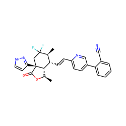 C[C@H]1[C@H](/C=C/c2ccc(-c3ccccc3C#N)cn2)[C@@H]2[C@@H](C)OC(=O)[C@]2(c2cc[nH]n2)CC1(F)F ZINC001772631109
