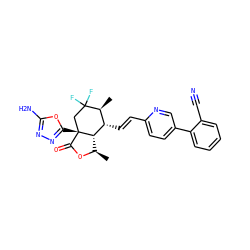 C[C@H]1[C@H](/C=C/c2ccc(-c3ccccc3C#N)cn2)[C@@H]2[C@@H](C)OC(=O)[C@]2(c2nnc(N)o2)CC1(F)F ZINC001772631284