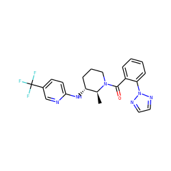 C[C@H]1[C@H](Nc2ccc(C(F)(F)F)cn2)CCCN1C(=O)c1ccccc1-n1nccn1 ZINC000218426583