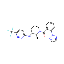 C[C@H]1[C@H](Nc2ccc(C(F)(F)F)nn2)CCCN1C(=O)c1ccccc1-n1nccn1 ZINC000218464965