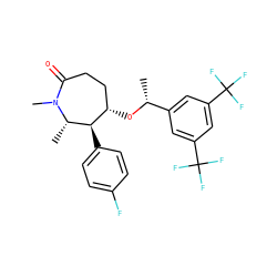 C[C@H]1[C@H](c2ccc(F)cc2)[C@@H](O[C@H](C)c2cc(C(F)(F)F)cc(C(F)(F)F)c2)CCC(=O)N1C ZINC000036126688