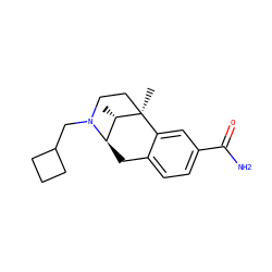 C[C@H]1[C@H]2Cc3ccc(C(N)=O)cc3[C@]1(C)CCN2CC1CCC1 ZINC000223053949