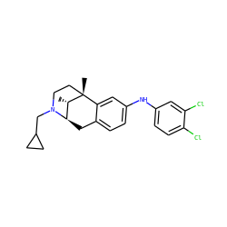 C[C@H]1[C@H]2Cc3ccc(Nc4ccc(Cl)c(Cl)c4)cc3[C@@]1(C)CCN2CC1CC1 ZINC000100935589