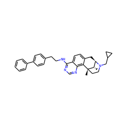 C[C@H]1[C@H]2Cc3ccc4c(NCCc5ccc(-c6ccccc6)cc5)ncnc4c3[C@@]1(C)CCN2CC1CC1 ZINC000101199849