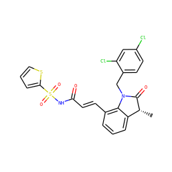 C[C@H]1C(=O)N(Cc2ccc(Cl)cc2Cl)c2c(/C=C/C(=O)NS(=O)(=O)c3cccs3)cccc21 ZINC000049781126