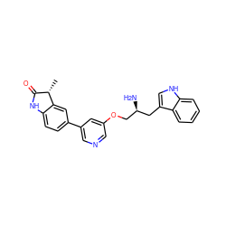 C[C@H]1C(=O)Nc2ccc(-c3cncc(OC[C@@H](N)Cc4c[nH]c5ccccc45)c3)cc21 ZINC000014962421
