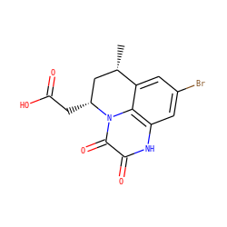 C[C@H]1C[C@@H](CC(=O)O)n2c(=O)c(=O)[nH]c3cc(Br)cc1c32 ZINC000029310827